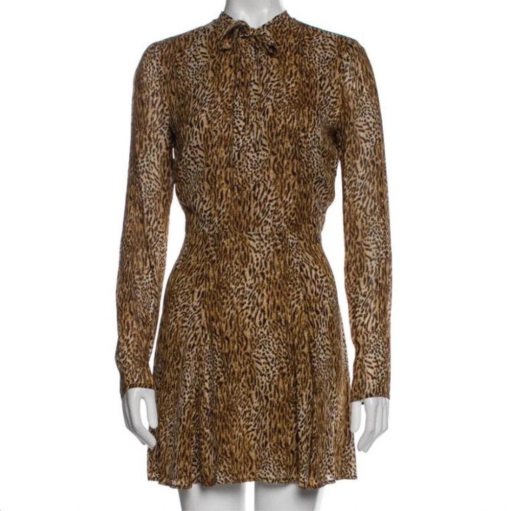 Reformation high neck animal print mini dress